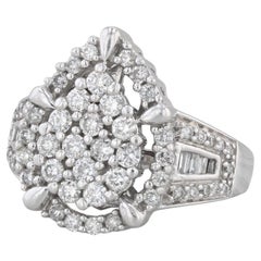0.86ctw Diamond Cluster Teardrop Halo Ring 10k White Gold Size 6 Engagement