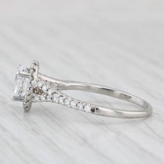 0.86ctw Oval Diamond Halo Semi Mount Engagement Ring 18k White Gold Size 6.25