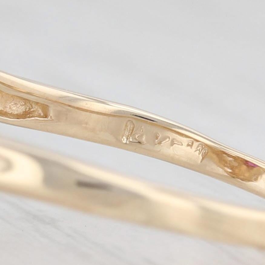 0.86ctw Oval Ruby Diamond Bypass Ring 14k Yellow Gold Size 7 en vente 3