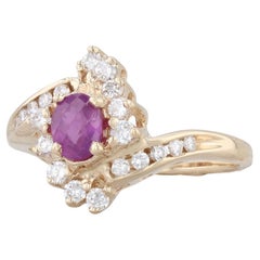 0.86ctw Oval Ruby Diamond Bypass Ring 14k Yellow Gold Size 7