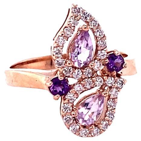 0.87 Carat Amethyst Diamond Rose Gold Cocktail Ring

Super pretty and dainty everyday ring that is sure to be a great addition to your accessory collection!!

This ring has Pear and Round Cut Amethysts that weigh 0.55 Carats and 30 Round Cut