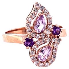 0,87 Karat Amethyst-Diamant-Rosegold-Cocktailring