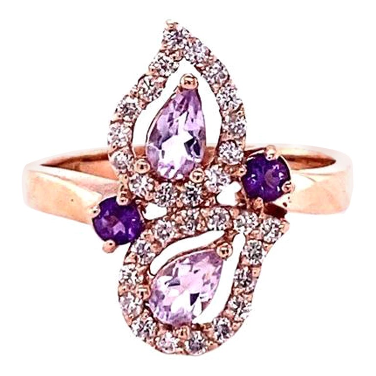 0,87 Karat Amethyst-Diamant-Rosegold-Cocktailring