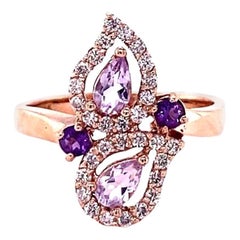 0,87 Karat Amethyst-Diamant-Rosegold-Cocktailring
