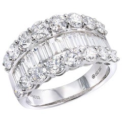 0.87 Carat Baguette 2.37 Carat Round Cut Diamond Anniversary Band Cocktail Ring