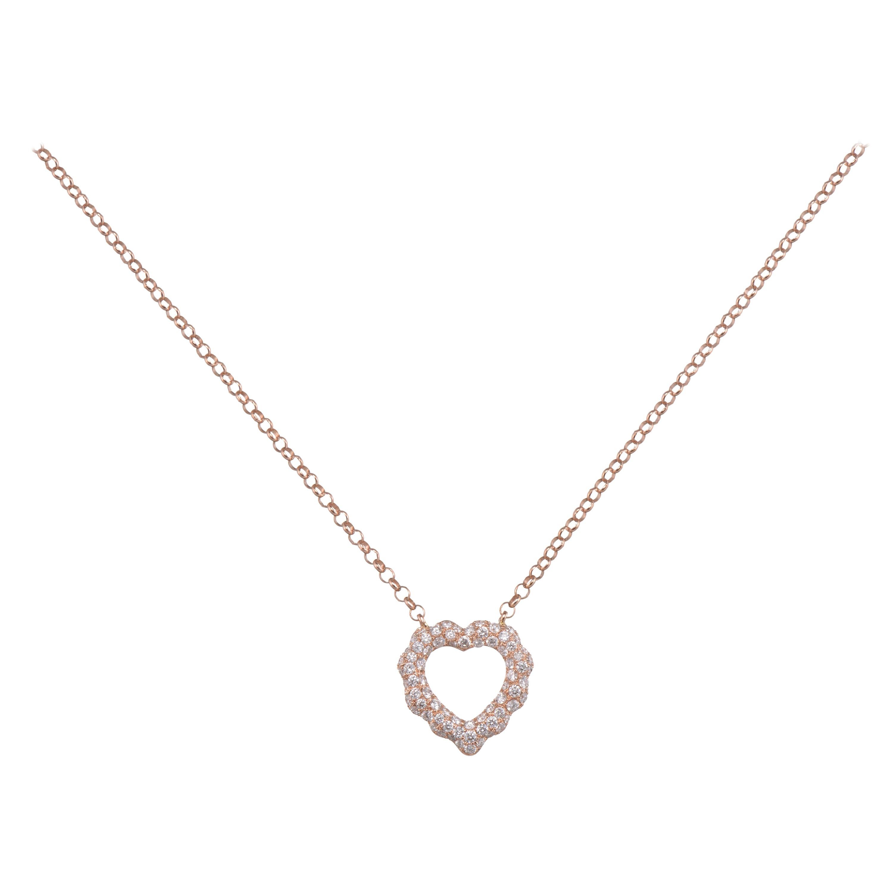 2.39 Carat Diamond 18 Karat White Gold Open Heart Pendant Necklace For ...