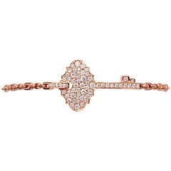 0.87 Carat Diamond 18 Karat Rose Gold Key Stackable Bracelet Bangle