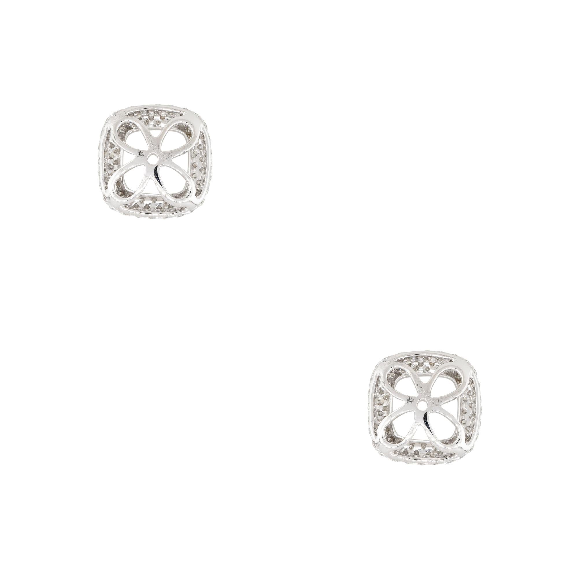 Round Cut 0.87 Carat Diamond Pave Stud Earring Jackets 18 Karat in Stock For Sale