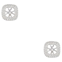 0.87 Carat Diamond Pave Stud Earring Jackets 18 Karat in Stock