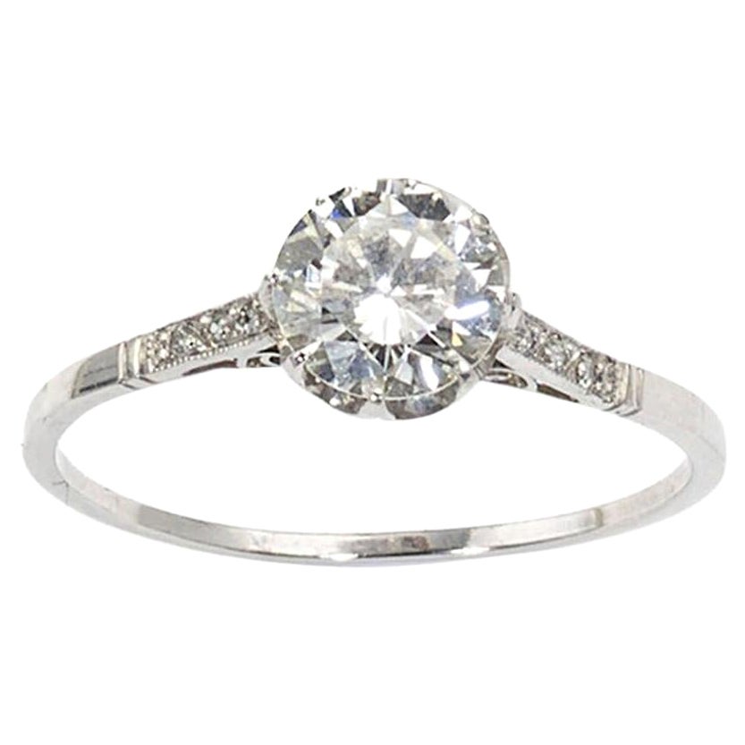 0.87 Carat Diamond Platinum Ring For Sale