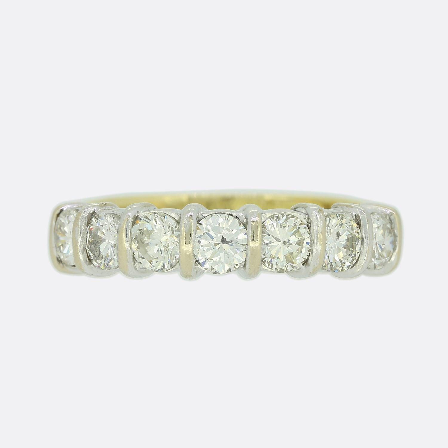 0,87 Karat Diamant-Ring mit sieben Steinen Damen im Angebot