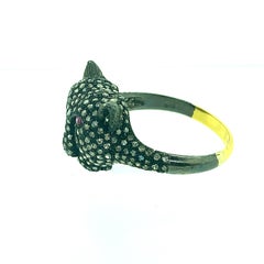 0.87 Carat Diamonds 0.09 Carat Ruby Silver 14 Karat Gold Ring