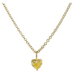 0,87 Carat Fancy Intense Yellow Diamond Heart-Shaped Halskette 18K Gold GIA Cert.