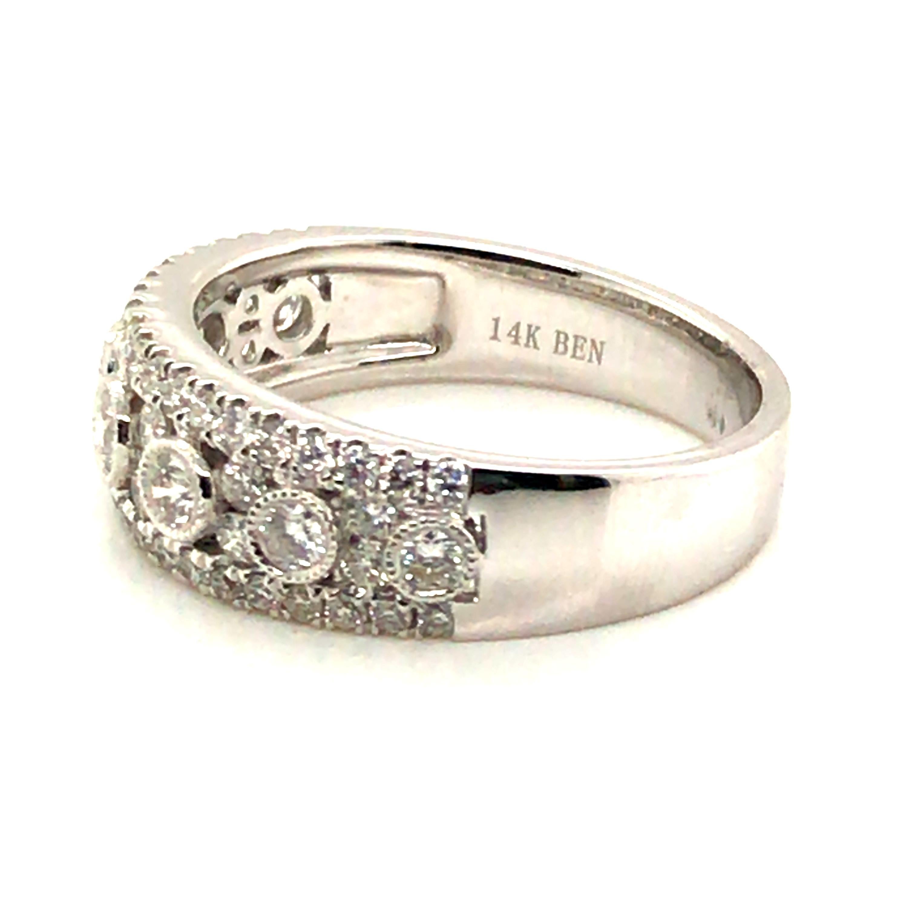 Modern 0.87 Carat Fashion Diamond Band Ring with 14 Karat White Gold For Sale