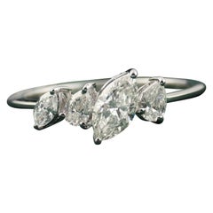 0.87 Carat Marquise Diamond Engagement Ring Gift for Her 18K White Gold