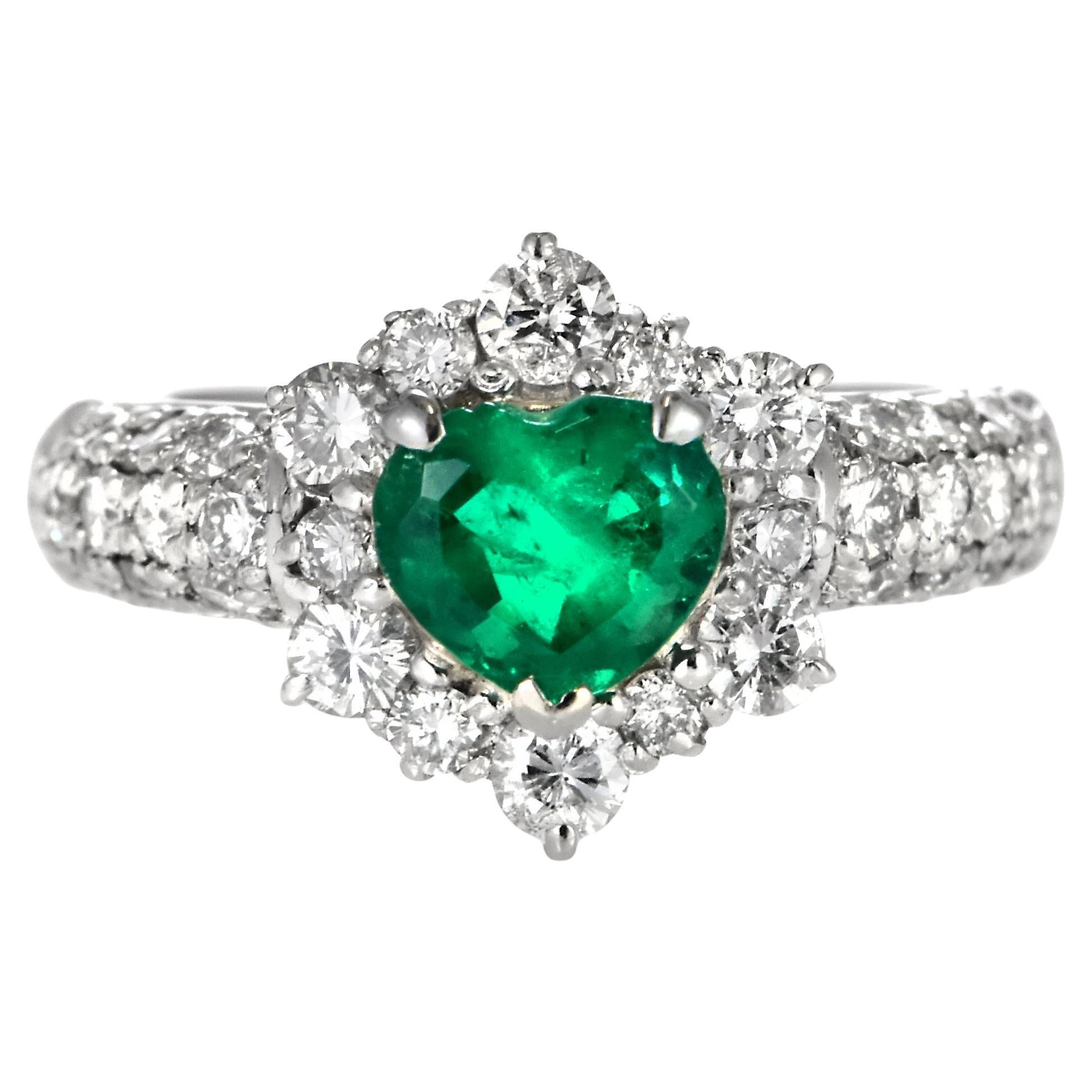 0.87 carati di smeraldo naturale colombiano Greene & Diamonds incastonati in platino