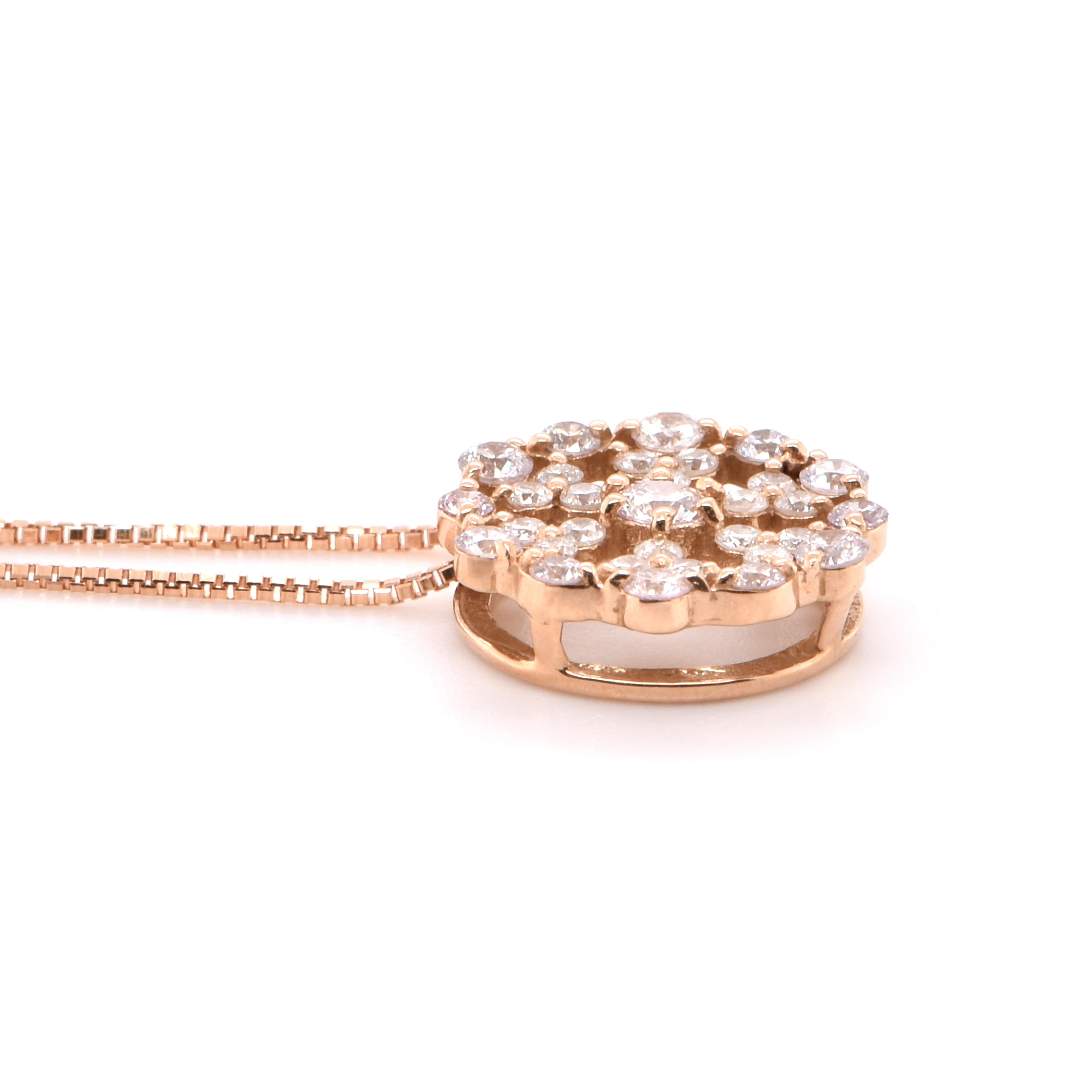 0.87 Carat Natural Diamond Chain Pendant Set in 18 Karat Rose Gold In New Condition For Sale In Tokyo, JP