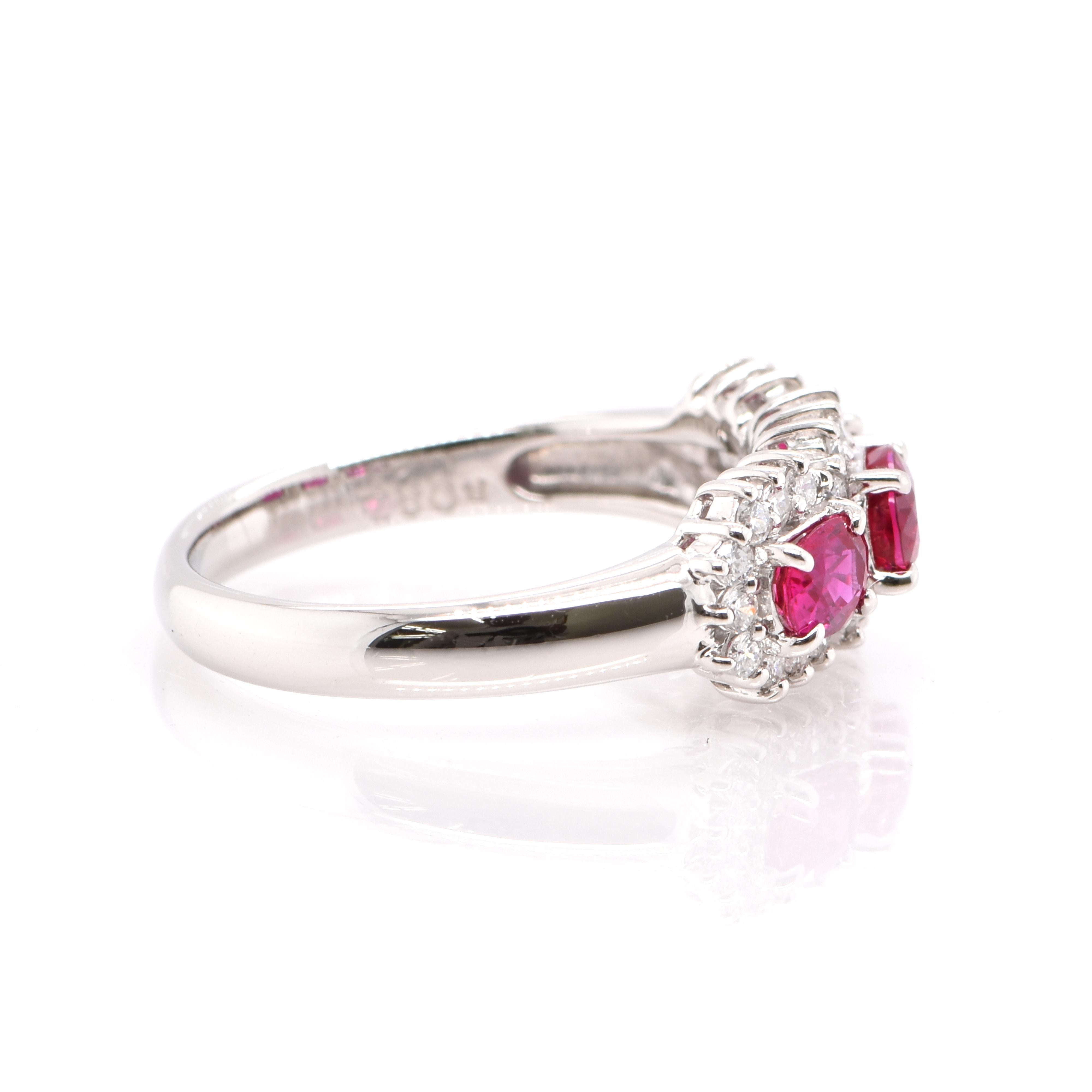 0.87 Carat Natural Ruby and Diamond Band Ring Set in Platinum In New Condition In Tokyo, JP