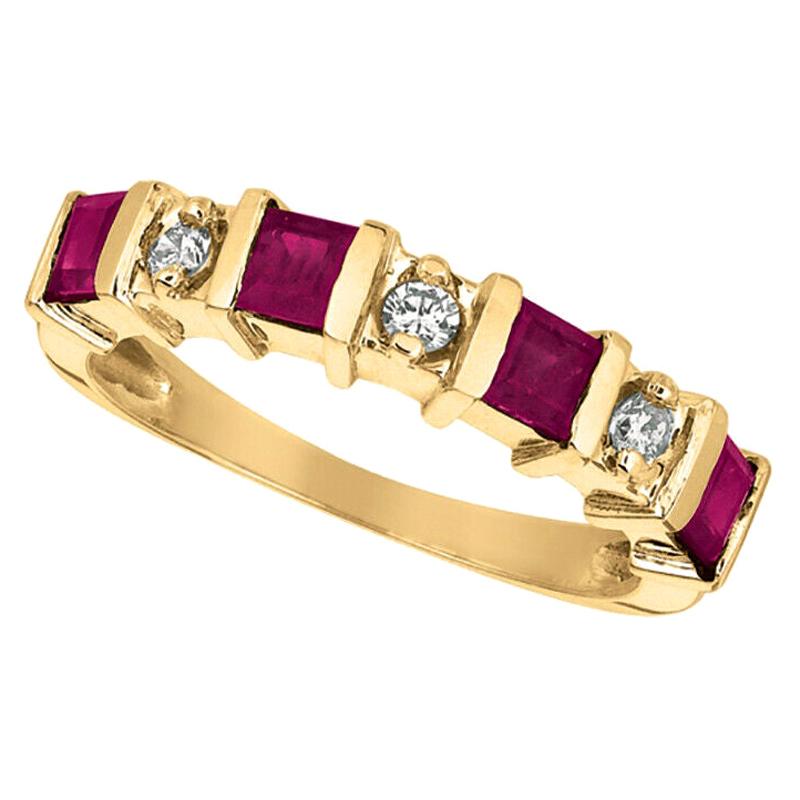 For Sale:  0.87 Carat Natural Ruby and Diamond Ring Band 14K Yellow Gold
