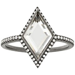 Eva Fehren 0.87 Carat Portrait Cut Diamond Ring in 18 Karat Blackened White Gold