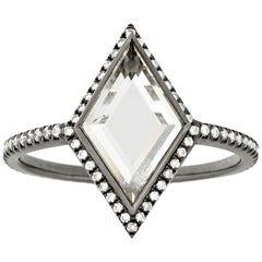 Eva Fehren 0.87 Carat Portrait Cut Diamond Ring in 18 Karat Blackened White Gold