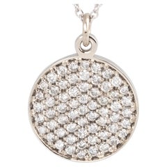 0.87 Carat Reclaimed Natural Diamond White Gold Pavé Disc Pendant
