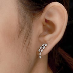 0.87 Carat SI Clarity HI Color Diamond Drop Earrings 18 Karat White Gold