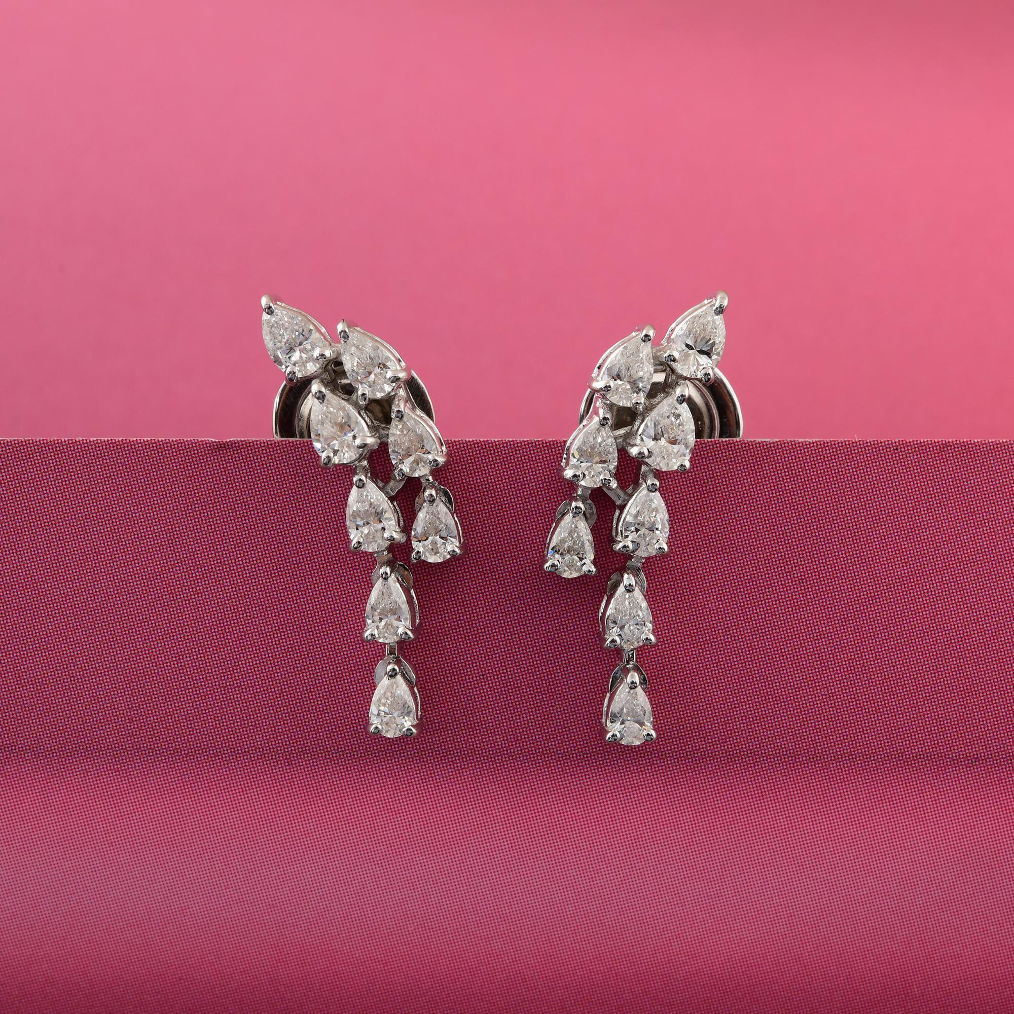 0,87 Karat SI Reinheit HI Farbe Birne Diamant Ohrstecker Tropfen Ohrringe 14k Weißgold (Tropfenschliff) im Angebot