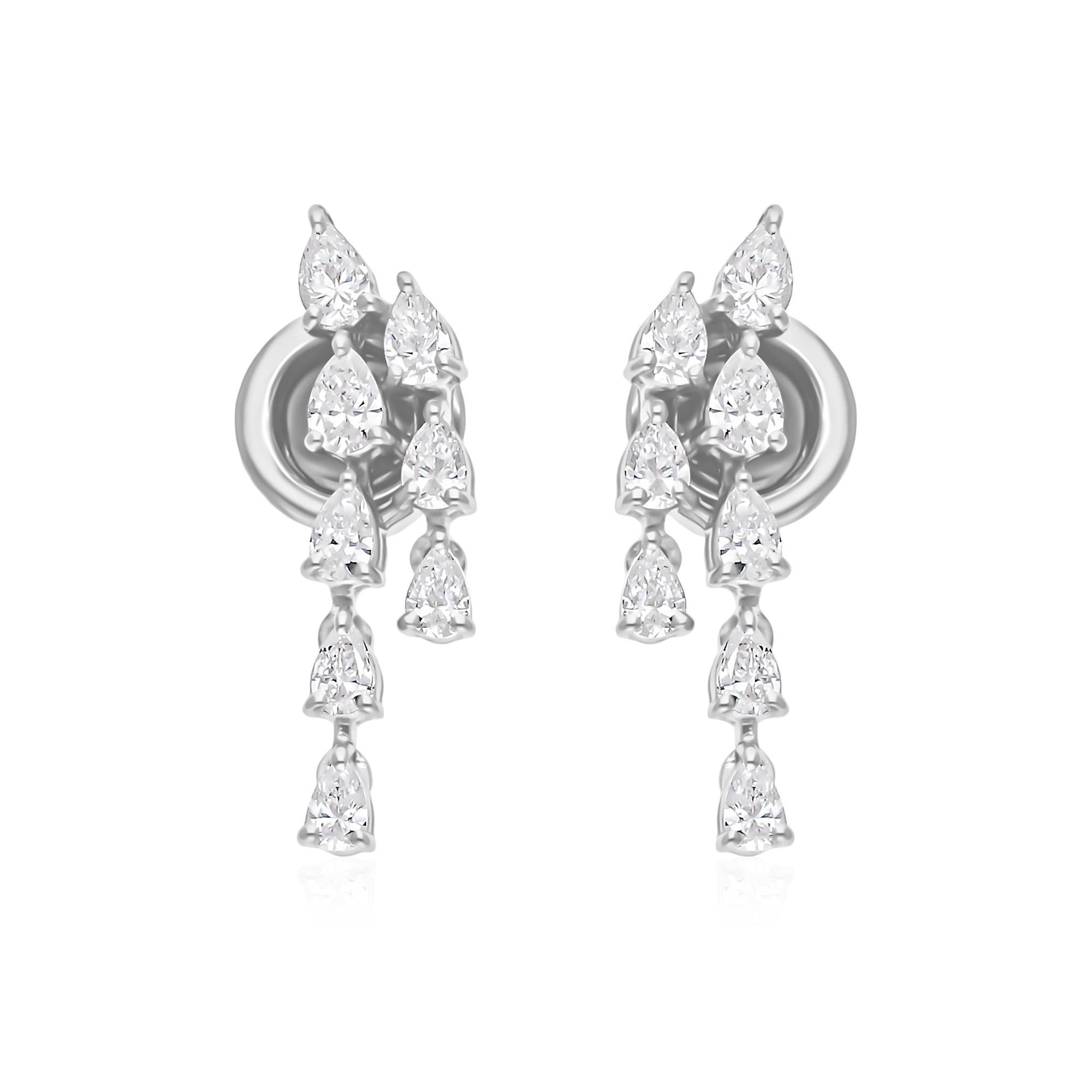 0,87 Karat SI Reinheit HI Farbe Birne Diamant Ohrstecker Tropfen Ohrringe 18k Weißgold im Zustand „Neu“ im Angebot in Diera, Dubai