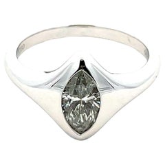 0.87 Carat Weight Bezel Set Marquise Diamond Ring in 18K White Gold 0.87 Carat Weight Bezel Set Marquise Diamond Ring in 18K White Gold
