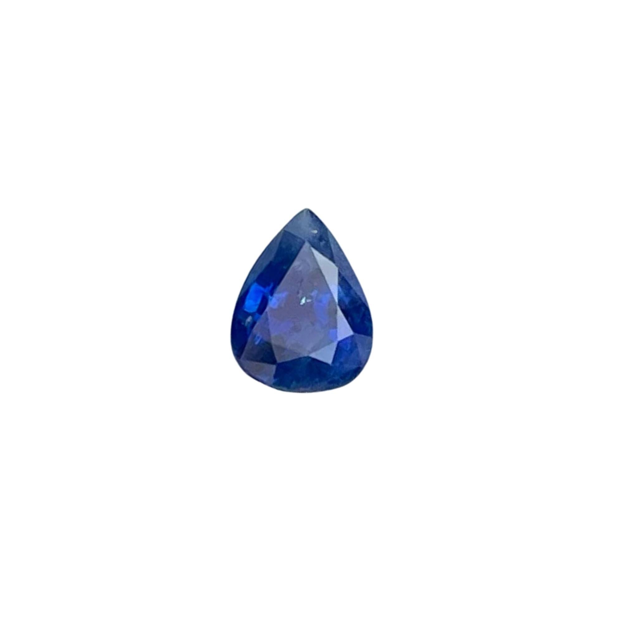 Pierre précieuse naturelle du Sri Lanka, saphir bleu taille poire de 0,87 carat en vente 3