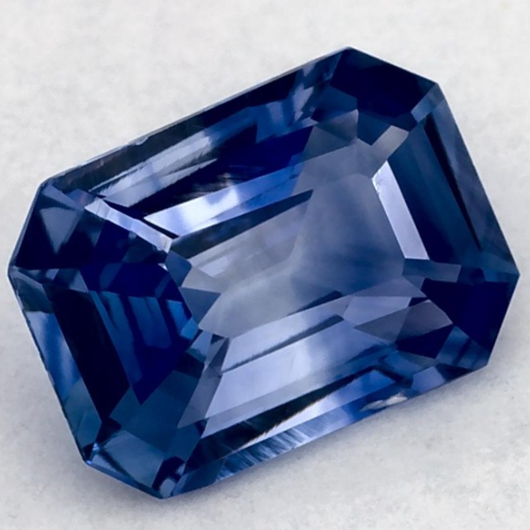 0.87 Karat Blauer Saphir Oktagon Loser Edelstein (Smaragdschliff) im Angebot