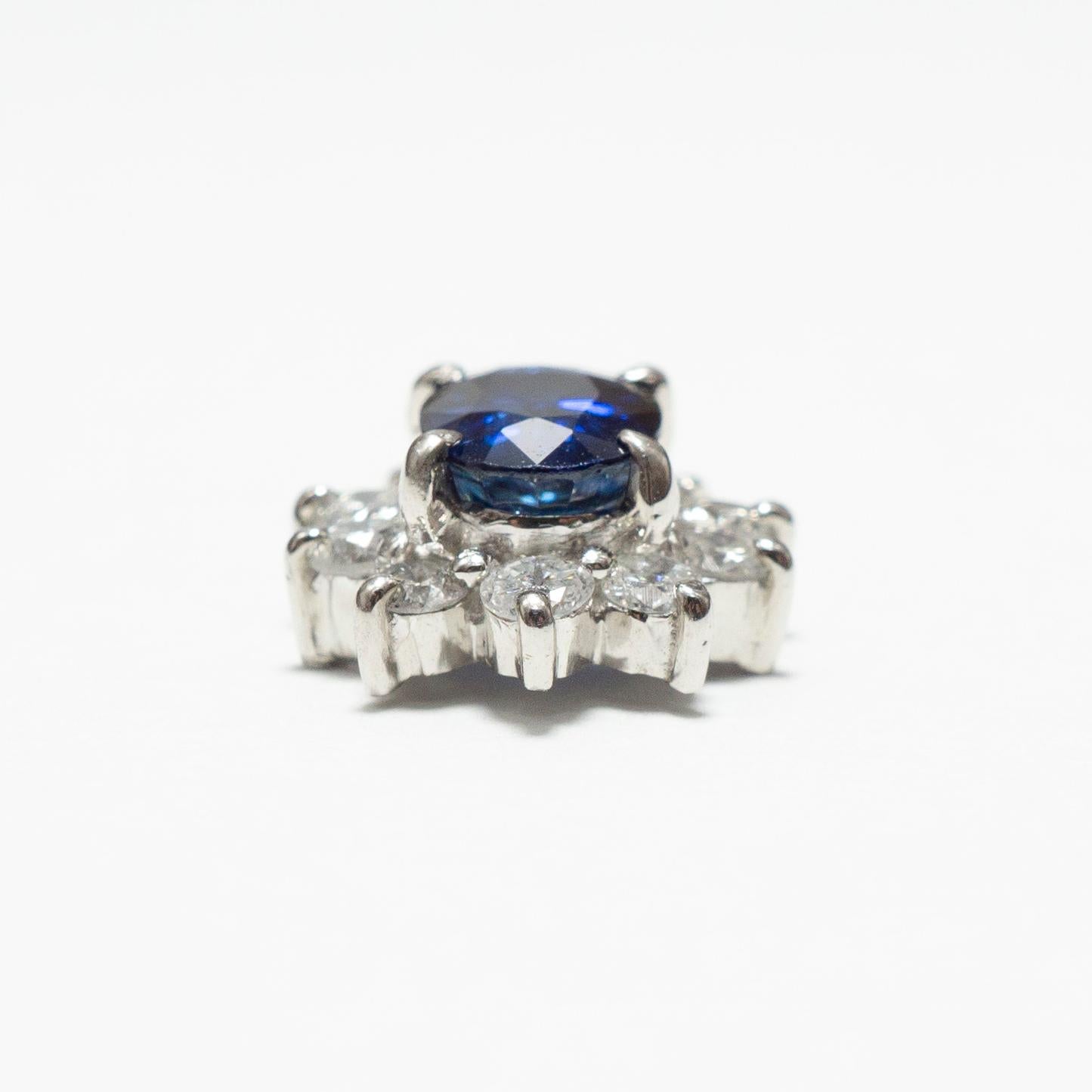 Women's or Men's 0.870 Carat Sapphire 0.350 Carat Diamond Platinum Line Ring For Sale