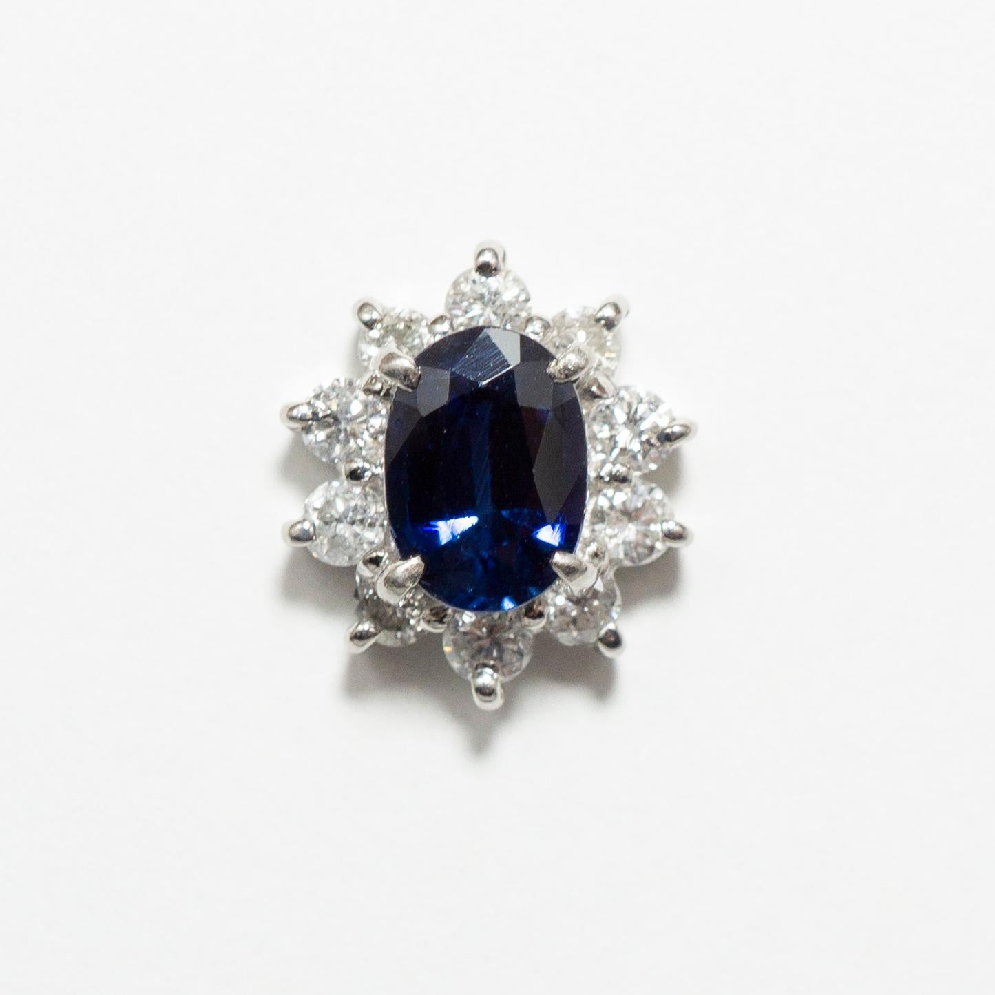 0.870 Carat Sapphire 0.350 Carat Diamond Platinum Line Ring For Sale 1