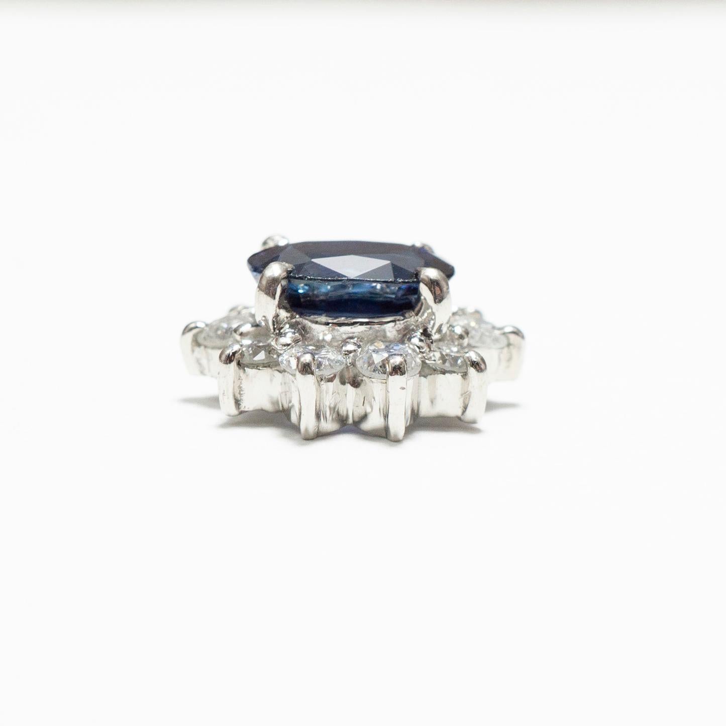 Women's or Men's 0.870 Carat Sapphire 0.350 Carat Diamond Platinum Wide Band Ring For Sale