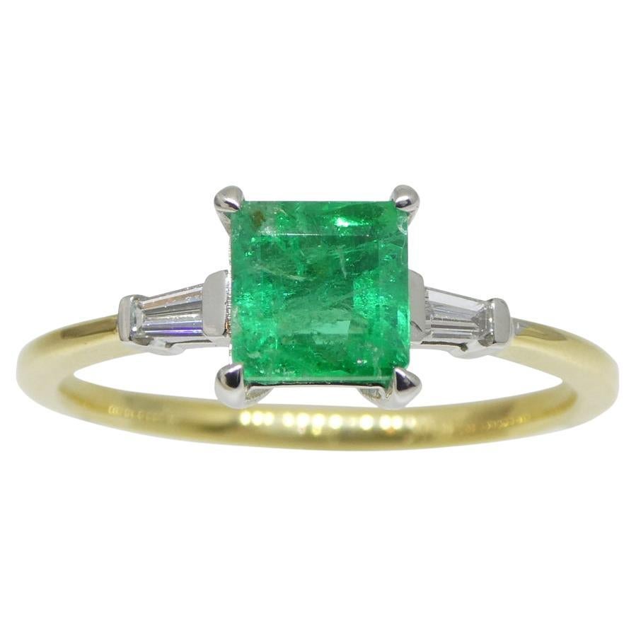 0.87ct Flush Set Emerald Ring ~ 18ct Yellow Gold main image 0