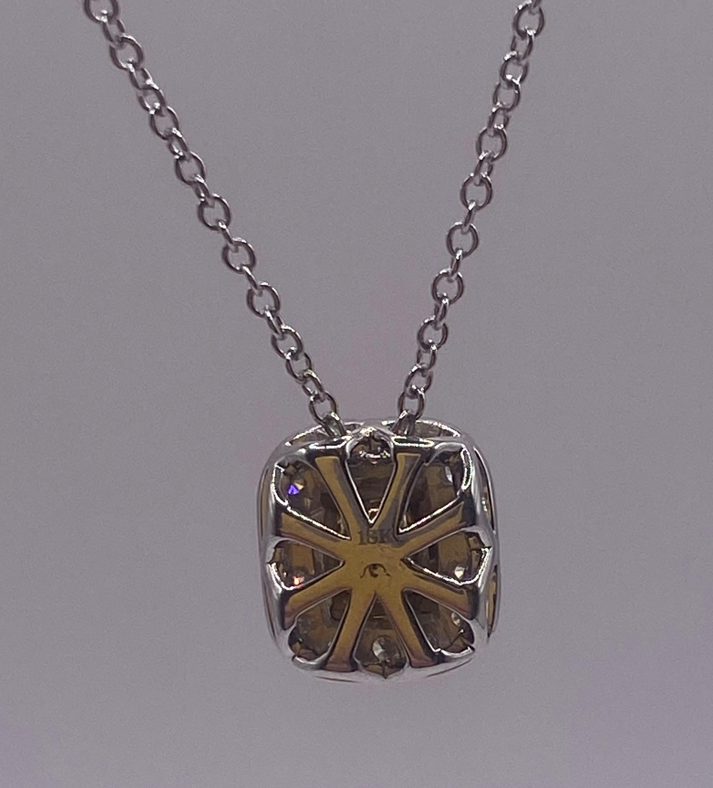 Modern 0.87ct Fancy Yellow Oval Diamond Halo Pendant in 18KT Gold For Sale