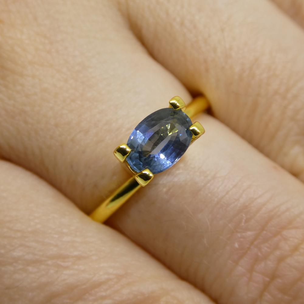 Description:

Gem Type: Sapphire
Number of Stones: 1
Weight: 0.87 cts
Measurements: 6.97 x 4.94 x 2.84 mm
Shape: Oval
Cutting Style Crown: Brilliant Cut
Cutting Style Pavilion: Modified Step Cut
Transparency: Transparent
Clarity: Slightly Included: