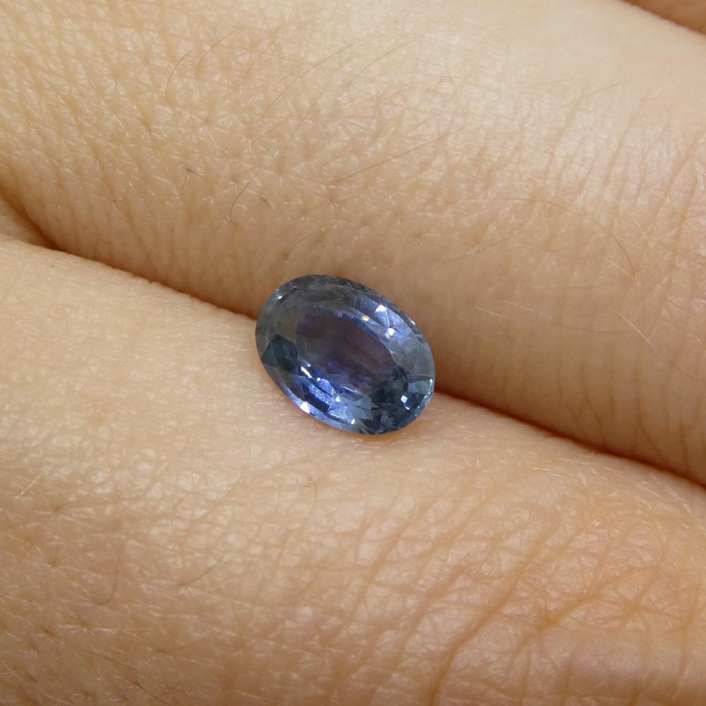 Women's or Men's 0.87ct Oval Blue Sapphire from Thailand For Sale