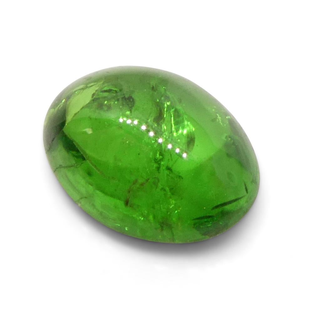 Women's or Men's 0.87ct Oval Cabochon Green Tsavorite Garnet from Kenya, Unheated For Sale