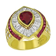 0.87ct Ruby 1.61ct Diamond 18k Yellow Gold Ring