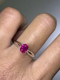 0.87ct Ruby Burma Oval Shaped Solitaire Engagement Ring 18ct White Gold