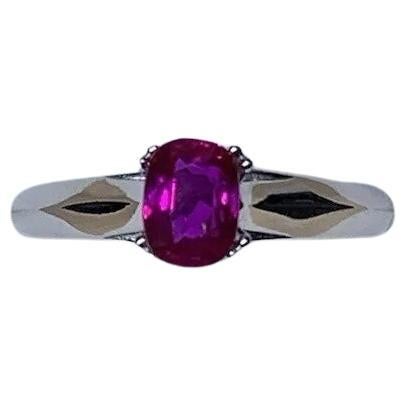 0,87ct Rubin Birma Oval geformt Solitär Verlobungsring 18ct Weißgold