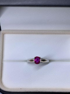 0.87ct Ruby Burma Oval Shaped Solitaire Engagement Ring 18k white gold