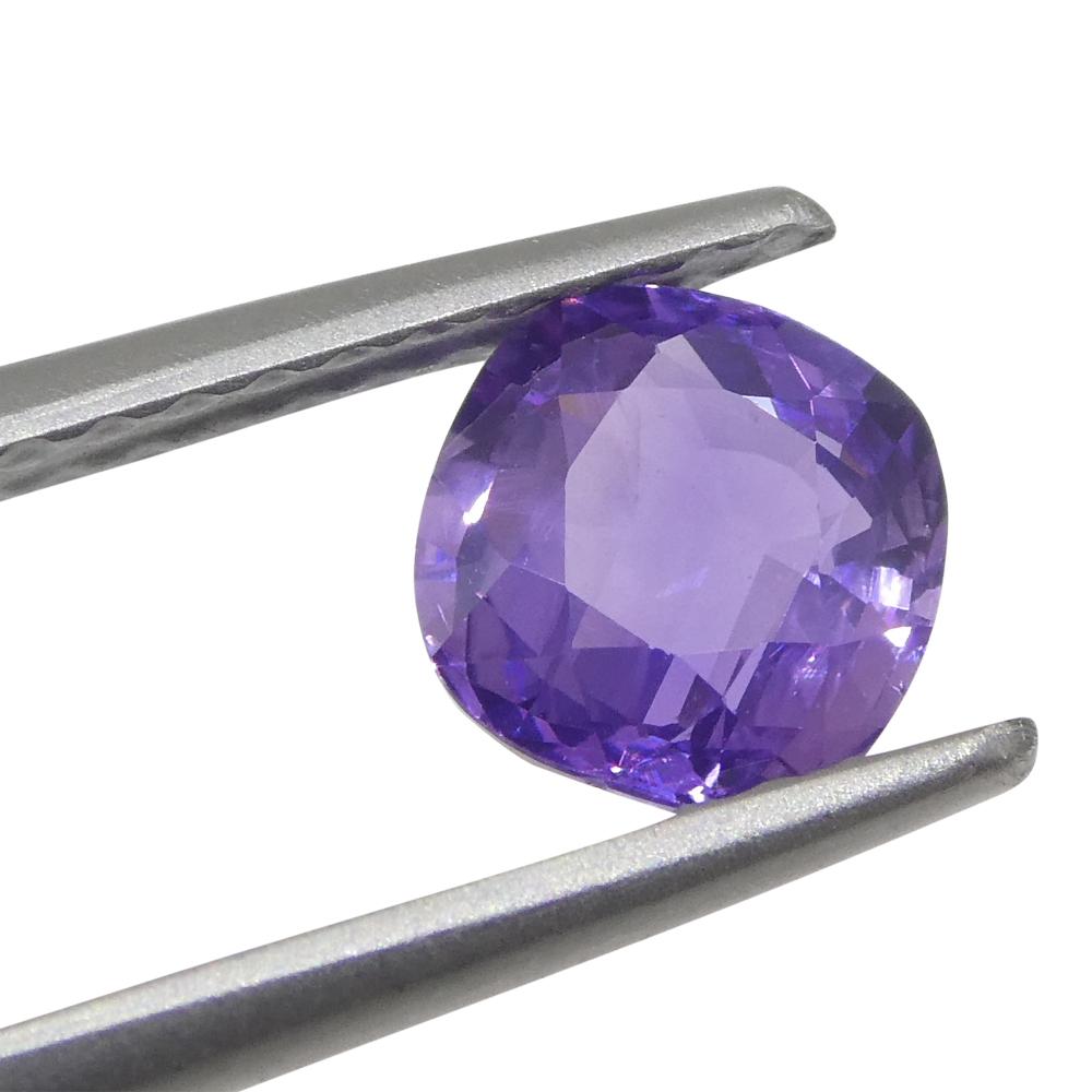 Brilliant Cut 0.87ct Square Cushion Purple  Sapphire from East Africa, Unheated For Sale