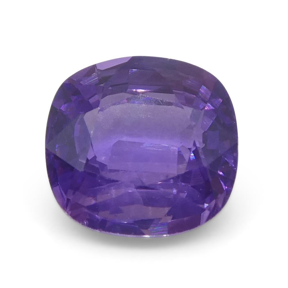 0.87ct Square Cushion Purple  Sapphire from East Africa, Unheated In New Condition For Sale In Toronto, Ontario