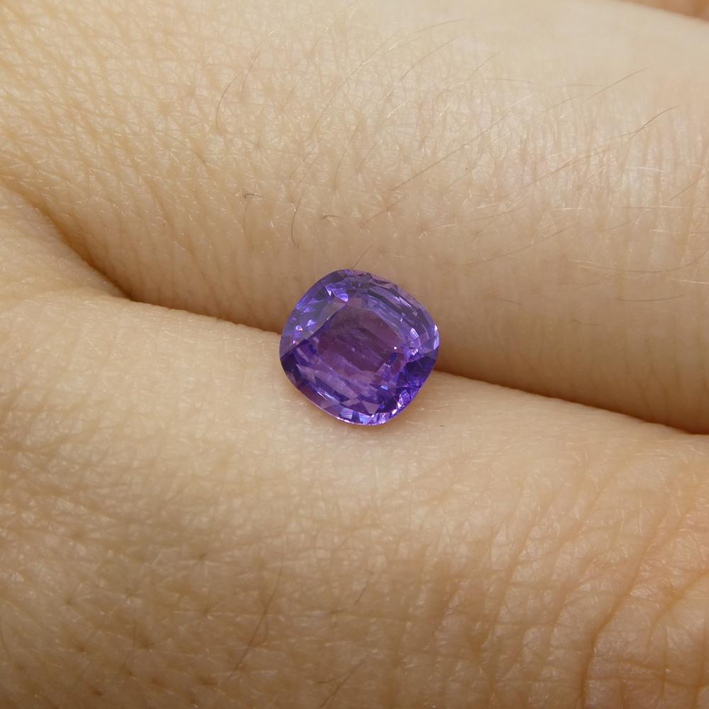 Women's or Men's 0.87ct Square Cushion Purple  Sapphire from East Africa, Unheated For Sale