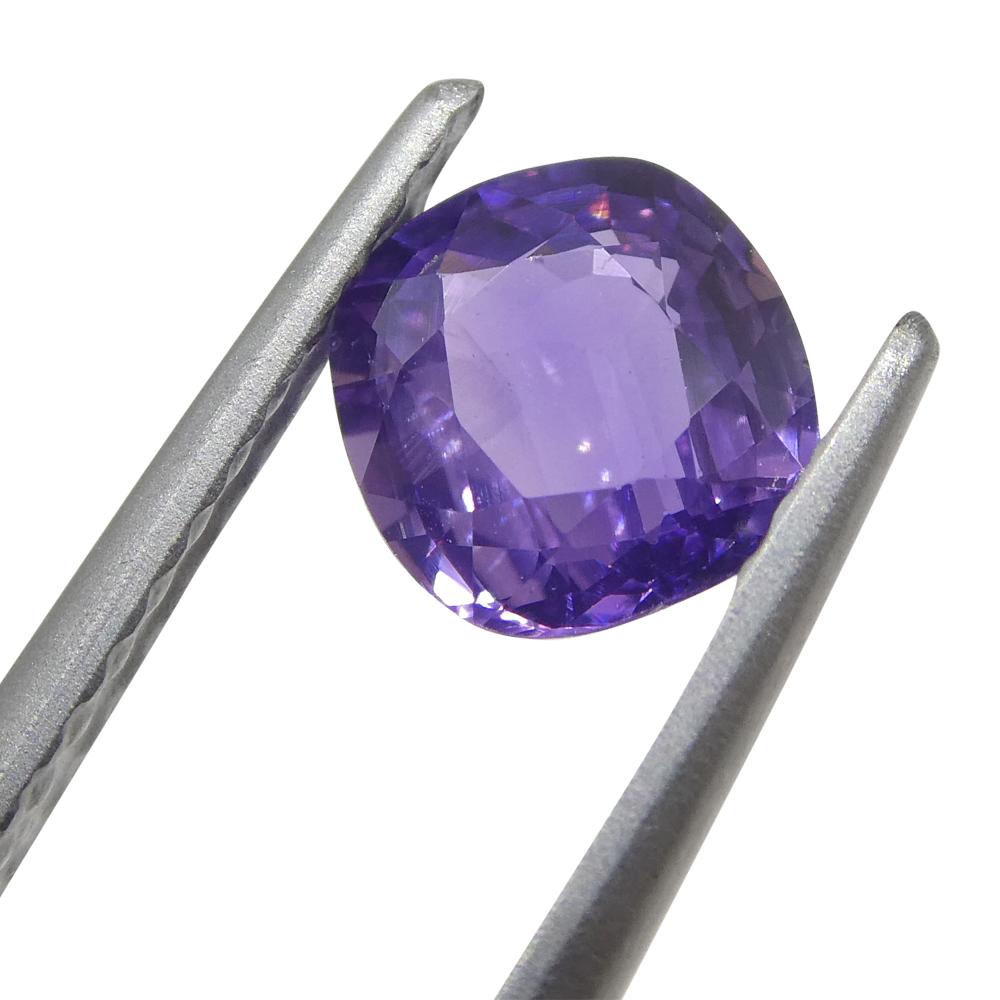 0.87ct Square Cushion Purple  Sapphire from East Africa, Unheated For Sale 1