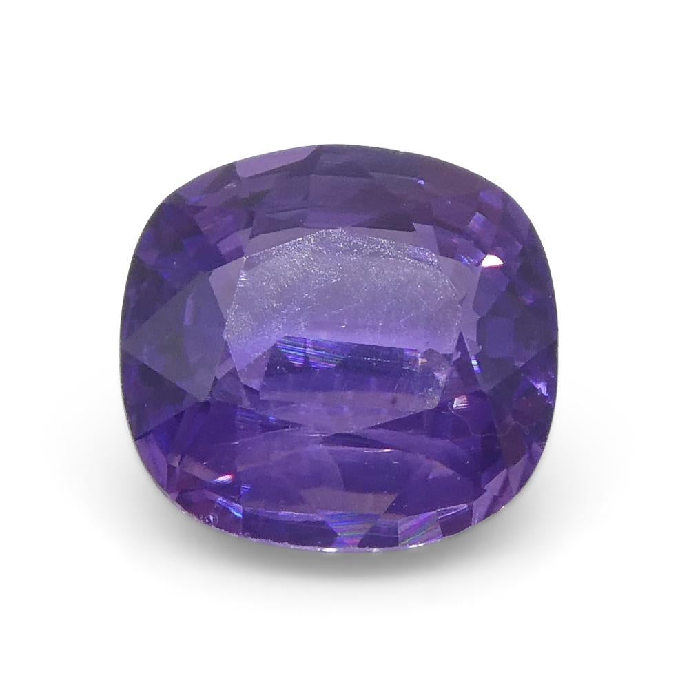 0.87ct Square Cushion Purple  Sapphire from East Africa, Unheated For Sale 3