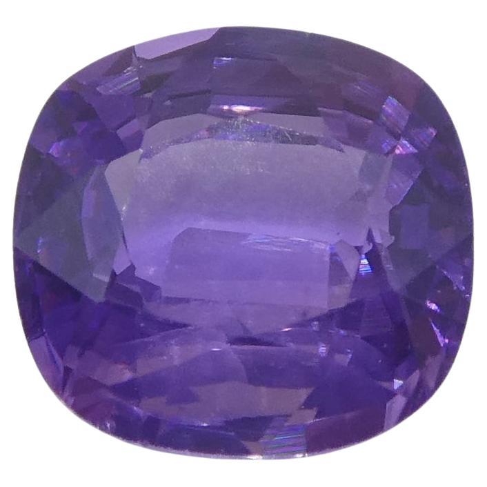 0.87ct Square Cushion Purple  Sapphire from East Africa, Unheated For Sale